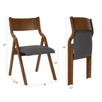Chaise de salle à manger pliante rembourrée 2 pièces, chaises en bois peu encombrantes - Lot de 2