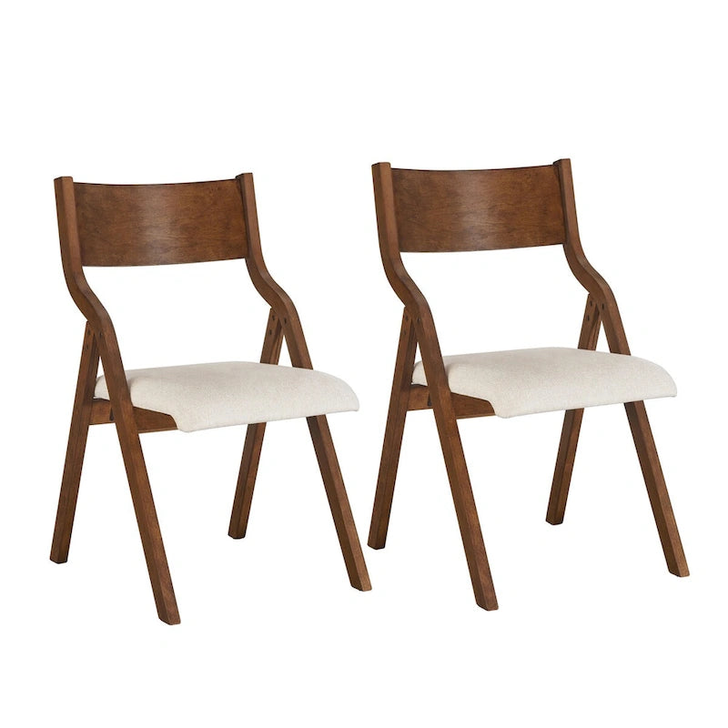 Chaise de salle à manger pliante rembourrée 2 pièces, chaises en bois peu encombrantes - Lot de 2