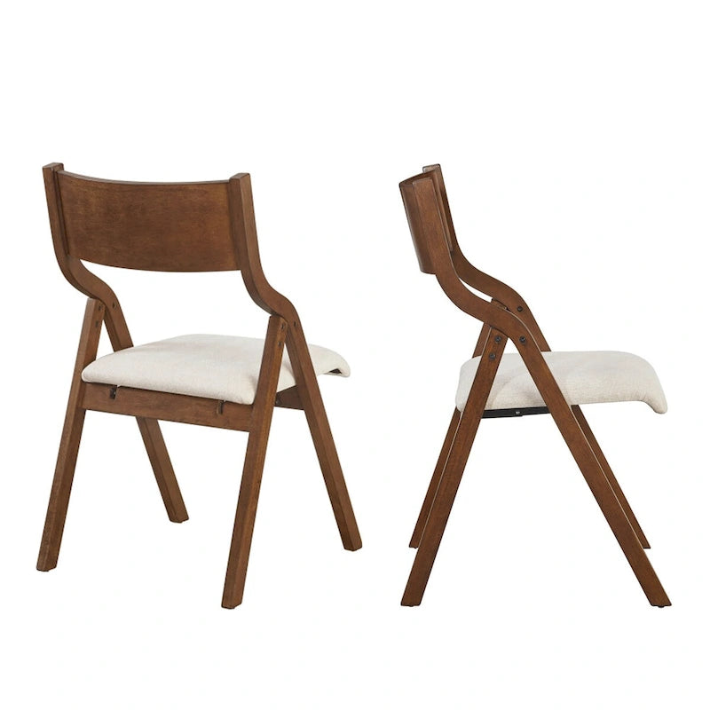 Chaise de salle à manger pliante rembourrée 2 pièces, chaises en bois peu encombrantes - Lot de 2