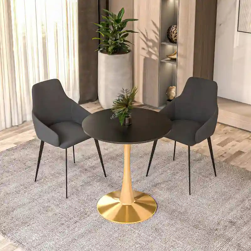 Table à manger ronde Bristol 24" pour 4 – Table de cuisine moderne avec plateau en bois et piètement en métal