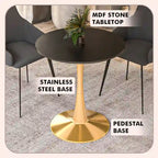 Table à manger ronde Bristol 24" pour 4 – Table de cuisine moderne avec plateau en bois et piètement en métal
