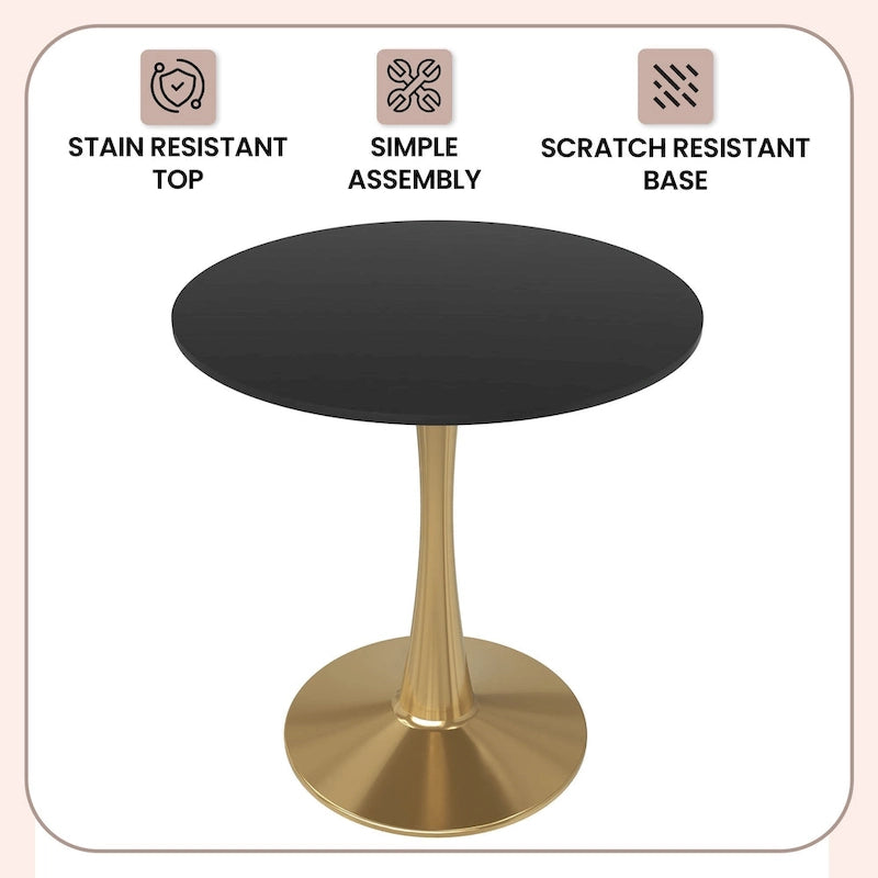 Table à manger ronde Bristol 24" pour 4 – Table de cuisine moderne avec plateau en bois et piètement en métal