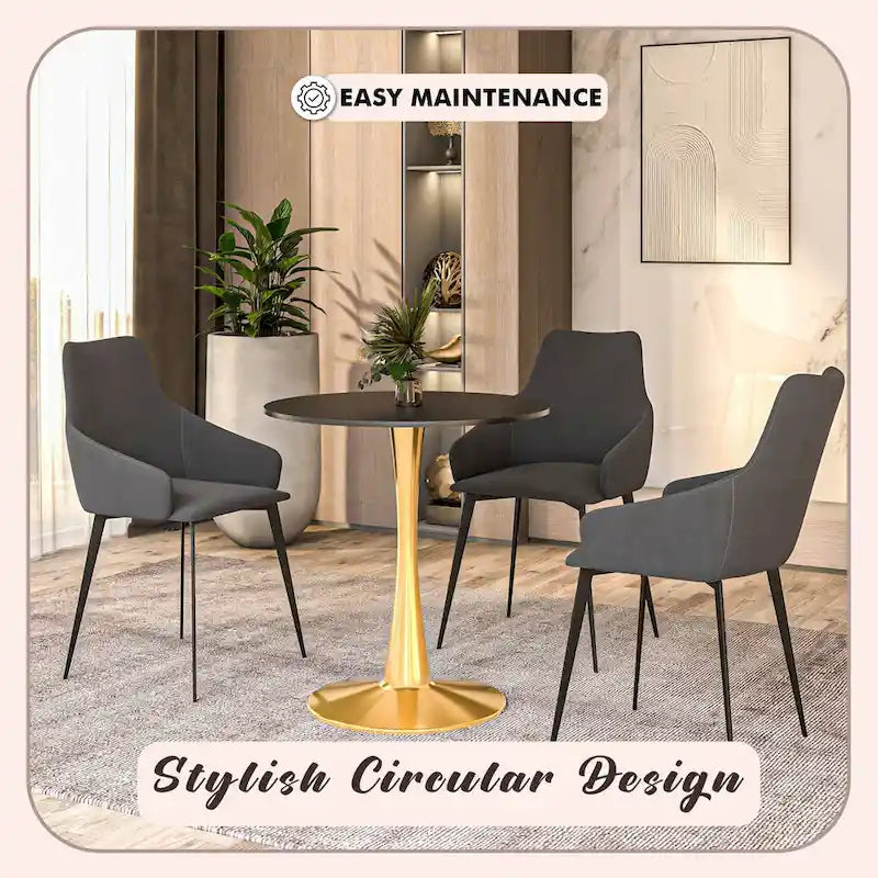 Table à manger ronde Bristol 24" pour 4 – Table de cuisine moderne avec plateau en bois et piètement en métal
