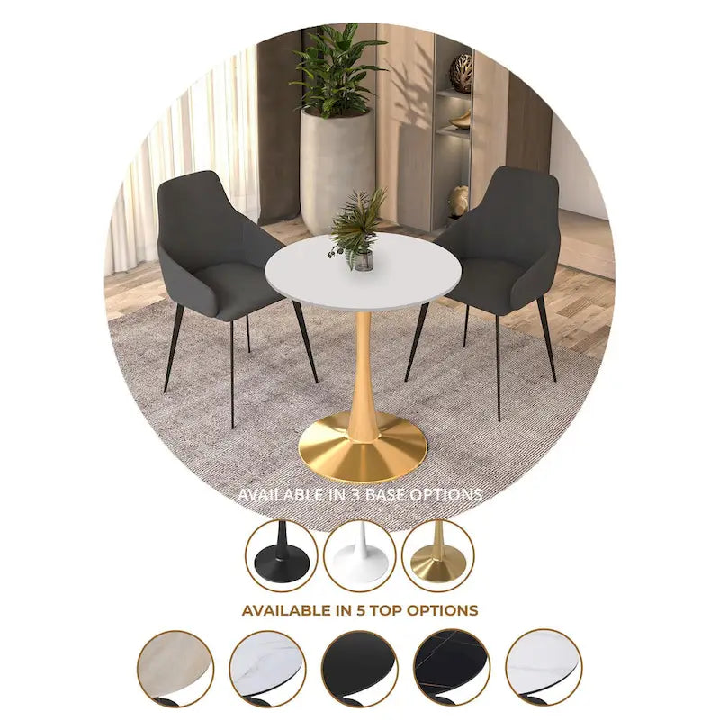 Table à manger ronde Bristol 24" pour 4 – Table de cuisine moderne avec plateau en bois et piètement en métal