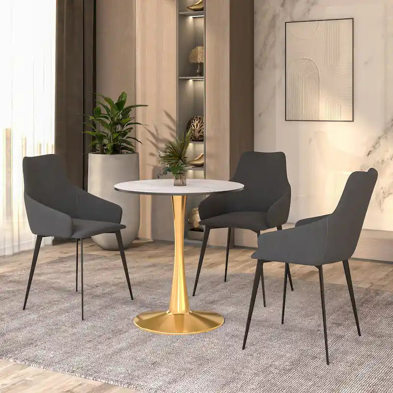 Table à manger ronde Bristol 24" pour 4 – Table de cuisine moderne avec plateau en bois et piètement en métal