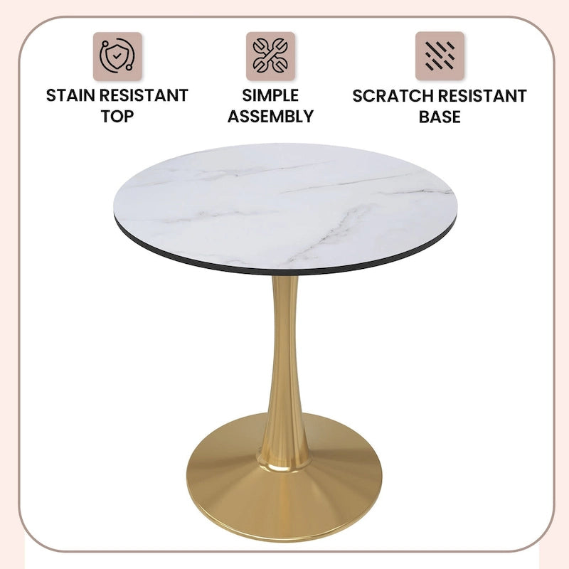Table à manger ronde Bristol 24" pour 4 – Table de cuisine moderne avec plateau en bois et piètement en métal