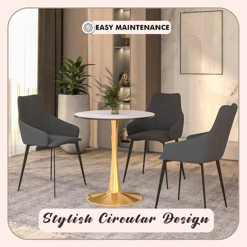 Table à manger ronde Bristol 24" pour 4 – Table de cuisine moderne avec plateau en bois et piètement en métal