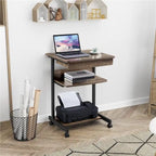 Bureau informatique roulant avec tiroir et étagère – Table de plateau mobile pour le bureau à domicile