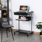 Bureau informatique roulant avec tiroir et étagère – Table de plateau mobile pour le bureau à domicile