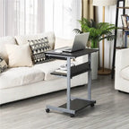 Bureau informatique roulant avec tiroir et étagère – Table de plateau mobile pour le bureau à domicile
