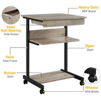 Bureau informatique roulant avec tiroir et étagère – Table de plateau mobile pour le bureau à domicile