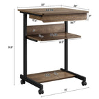 Bureau informatique roulant avec tiroir et étagère – Table de plateau mobile pour le bureau à domicile