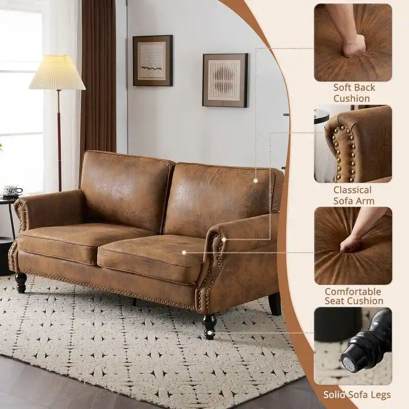 673231 Canapé double rembourré Mid-Century pour l'intérieur