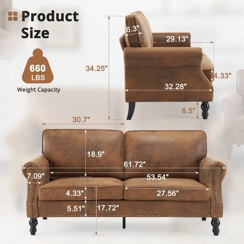 673231 Canapé double rembourré Mid-Century pour l'intérieur