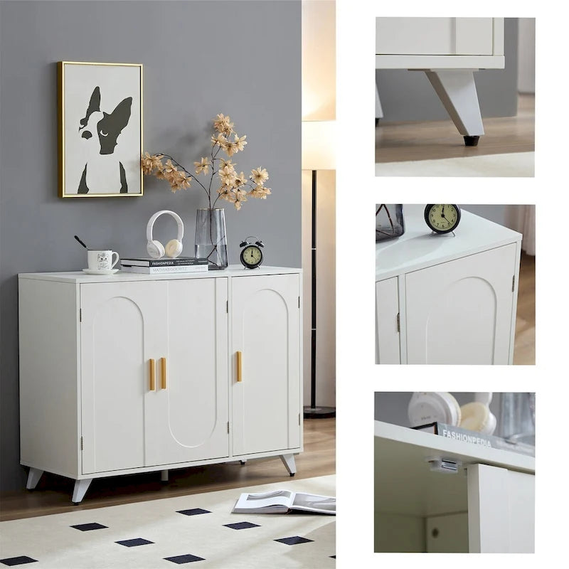 Buffet 3 Portes avec Étagères Réglables