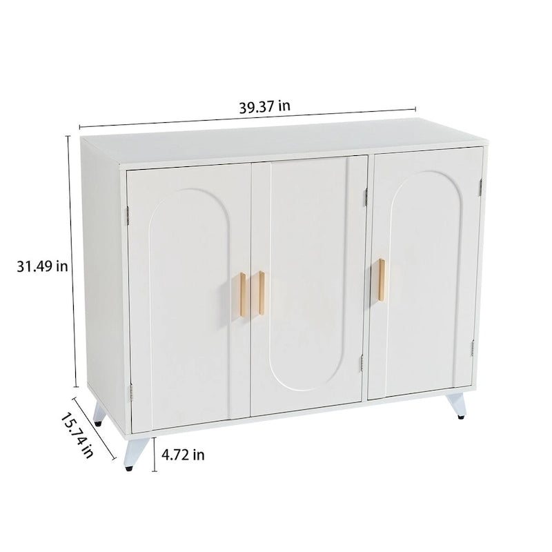 Buffet 3 Portes avec Étagères Réglables