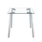 Table à manger en verre, rectangulaire, moderne et minimaliste, pour 4 personnes, avec plateau en verre trempé et pieds en métal pour cuisines et restaurants.